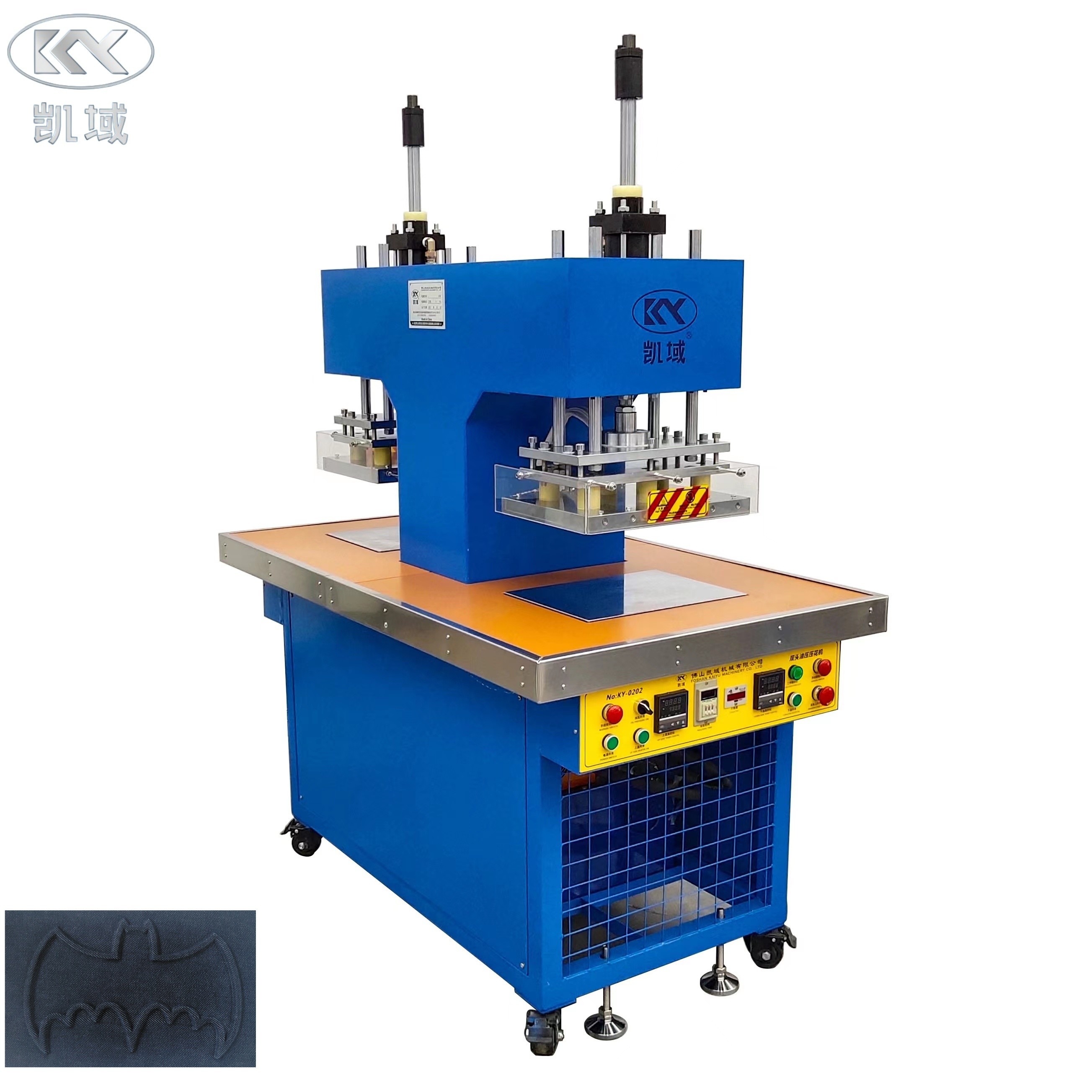 KY-0202 Metal Blue Color Silicone Embossing Machine For Clothing Label ...